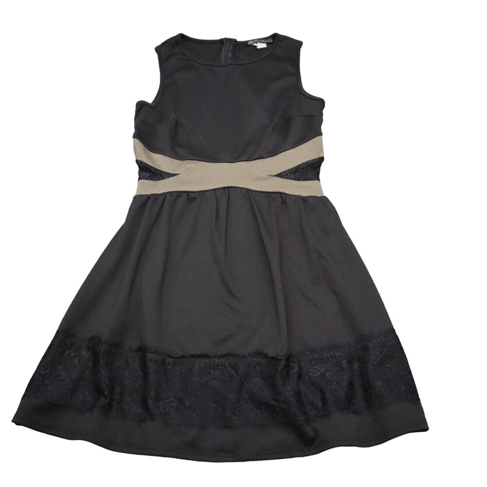 Miin Dress Womens M Black Round Neck Sleeveless Back Zip Casual A Line Dress
